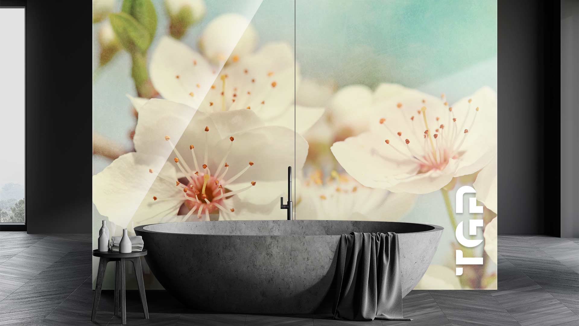 FLR001 sticlă printată baie placare perete FLR001 sticlă printată baie placare perete