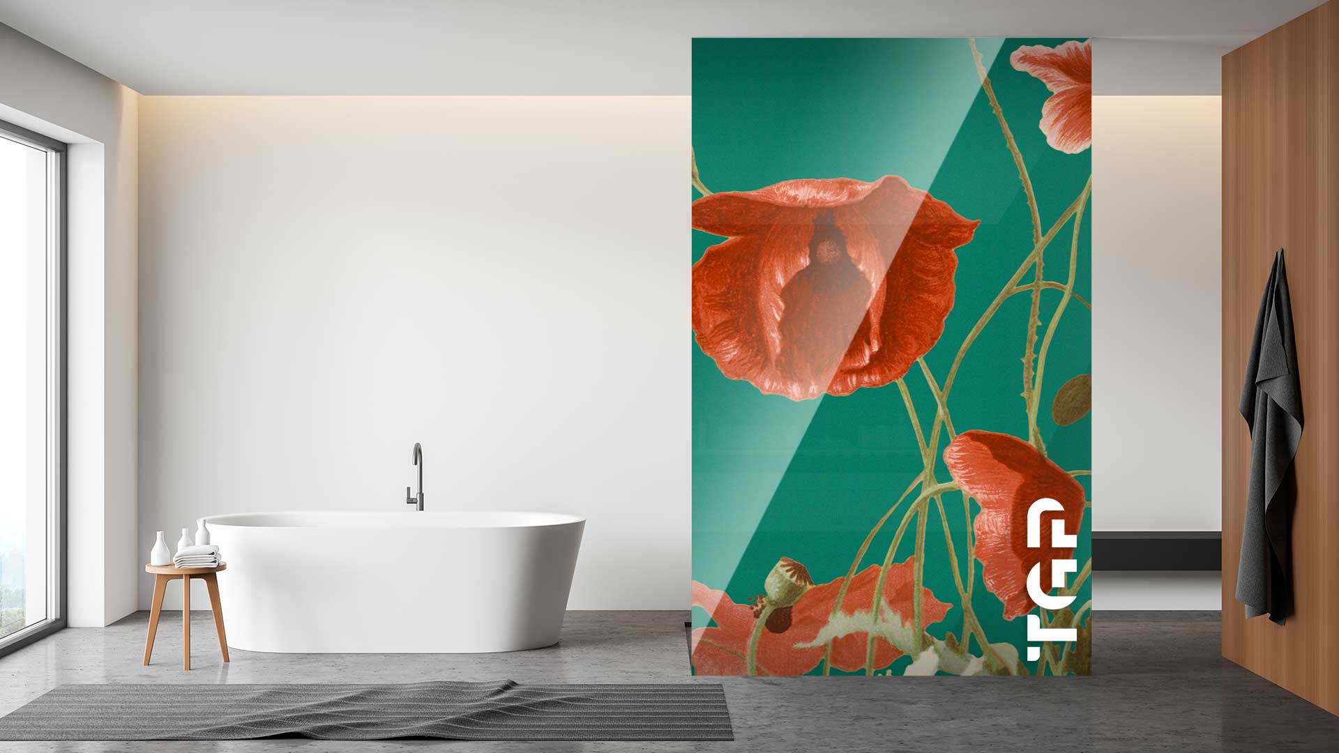 FLW033 Paravan dus din sticlă printată