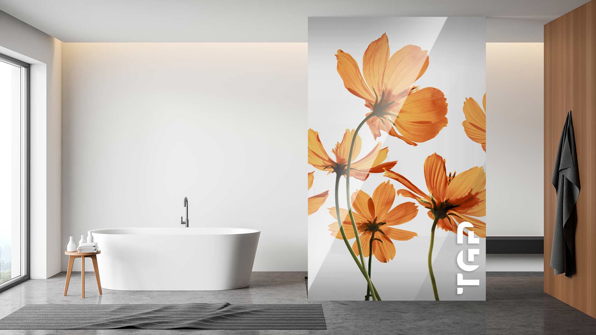 FLW034 Paravan dus din sticlă printată