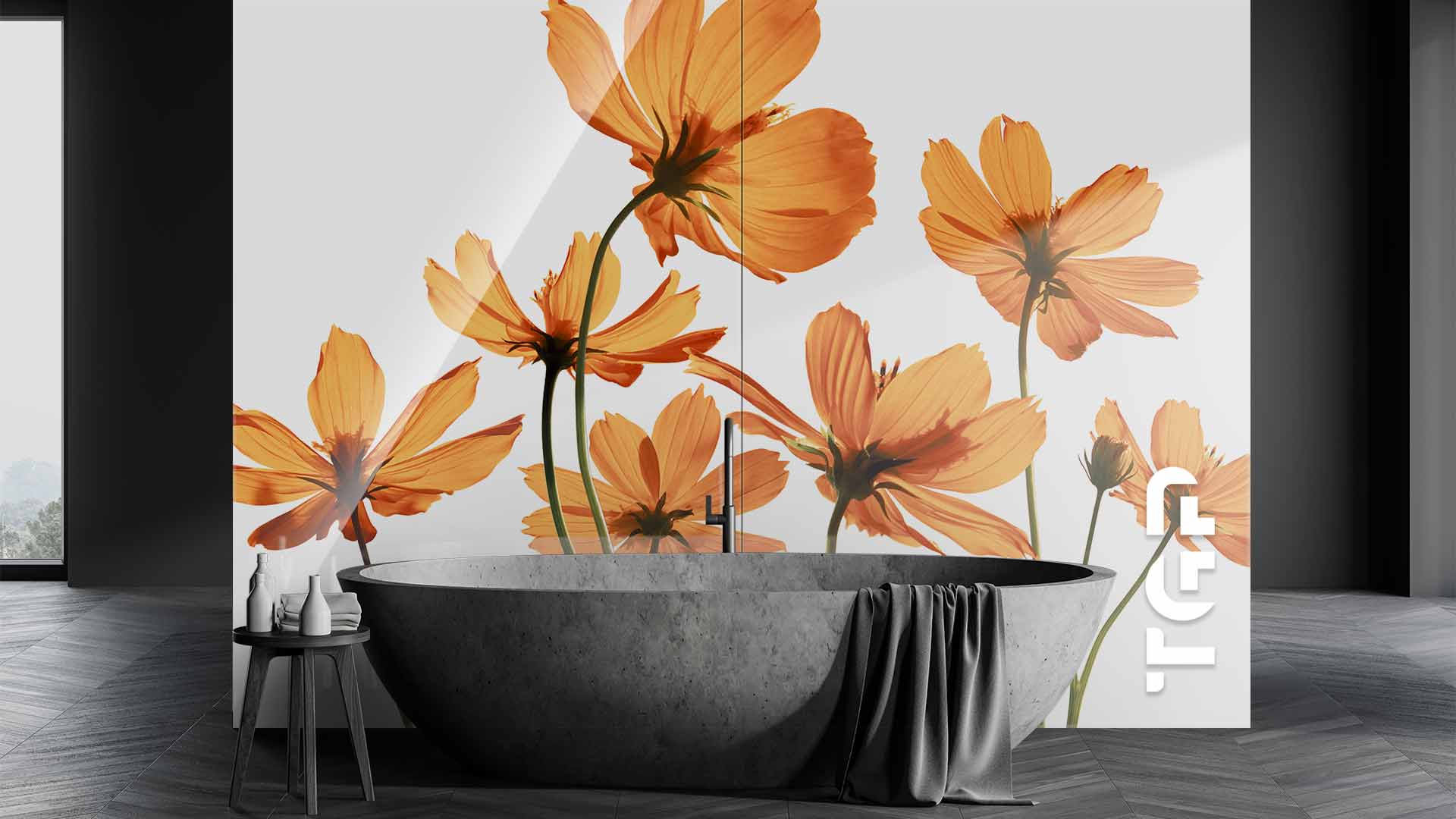 FLW034 sticlă printată baie placare perete FLW034 sticlă printată baie placare perete