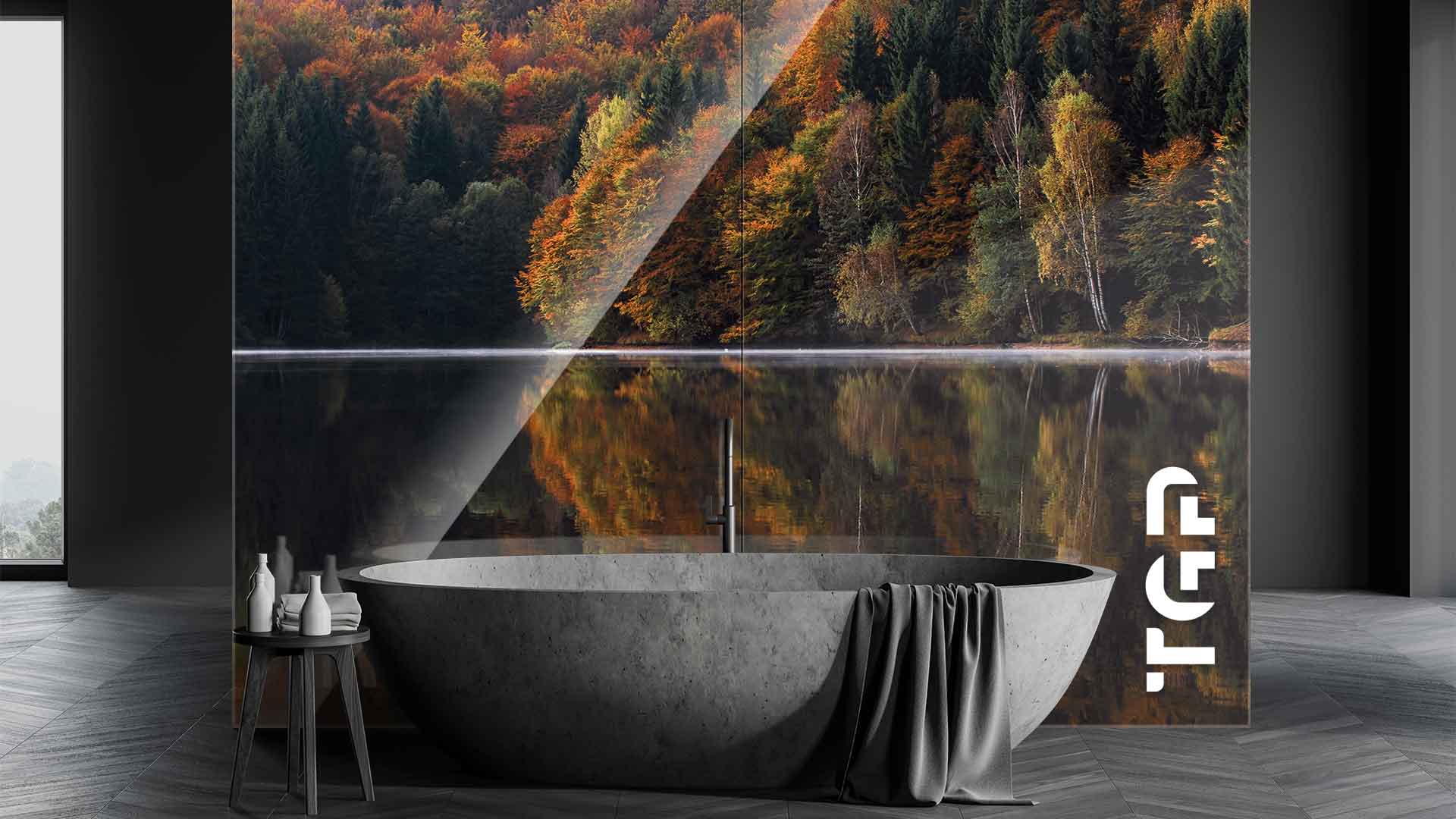 FRT001 placare perete sticla printata baie