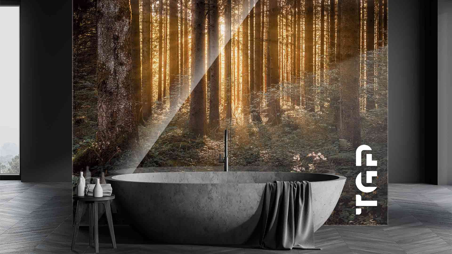 FRT002 placare perete sticla printata baie