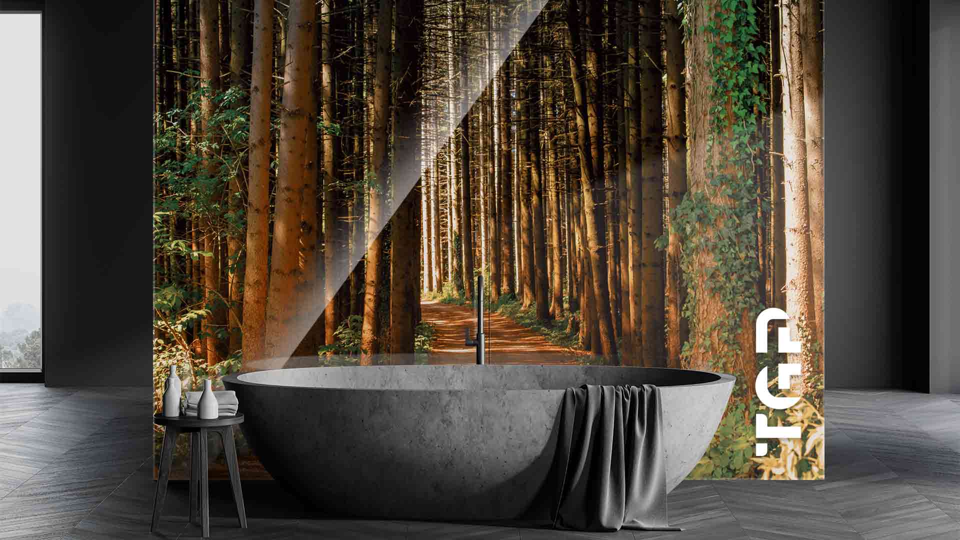 FRT006 placare perete sticla printata baie