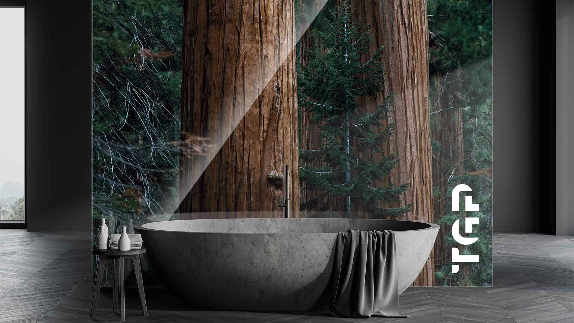 FRT007 placare perete sticla printata baie