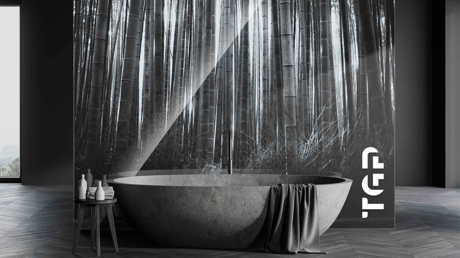 FRT008 placare perete sticla printata baie