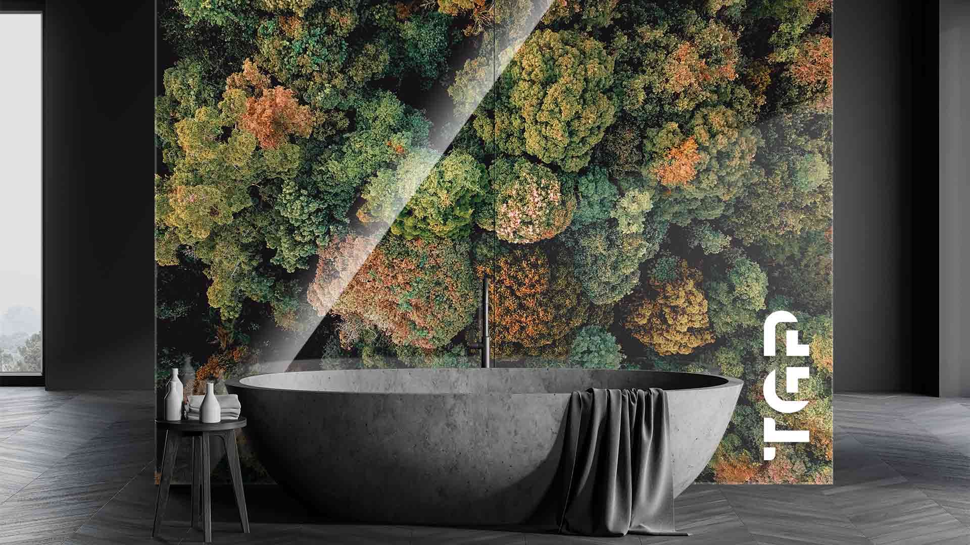 FRT011 placare perete sticla printata baie