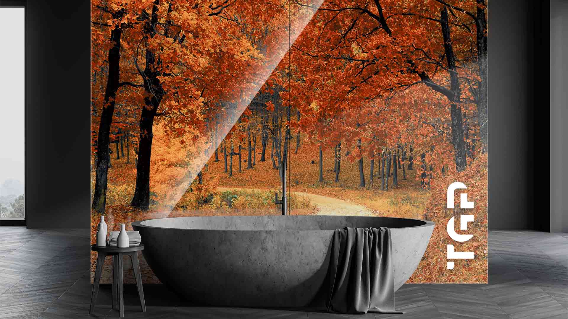 FRT013 placare perete sticla printata baie