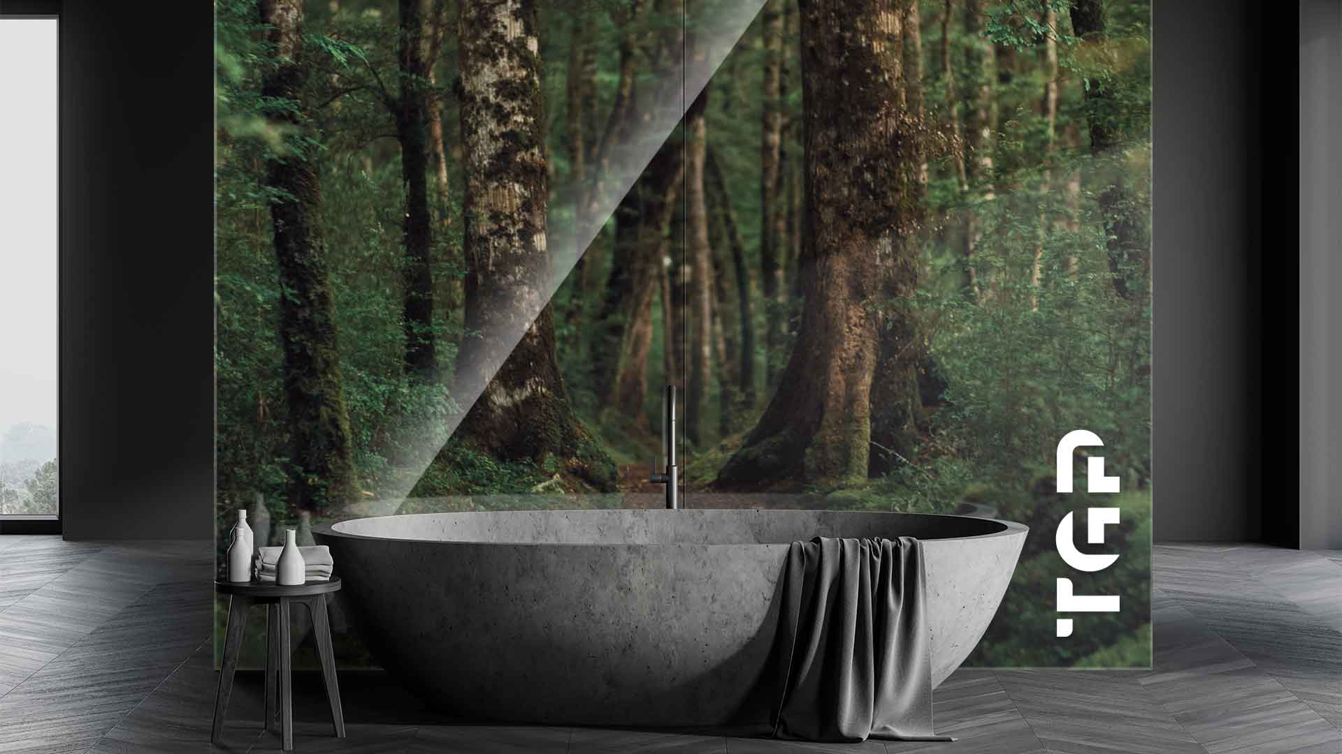 FRT015 placare perete sticla printata baie