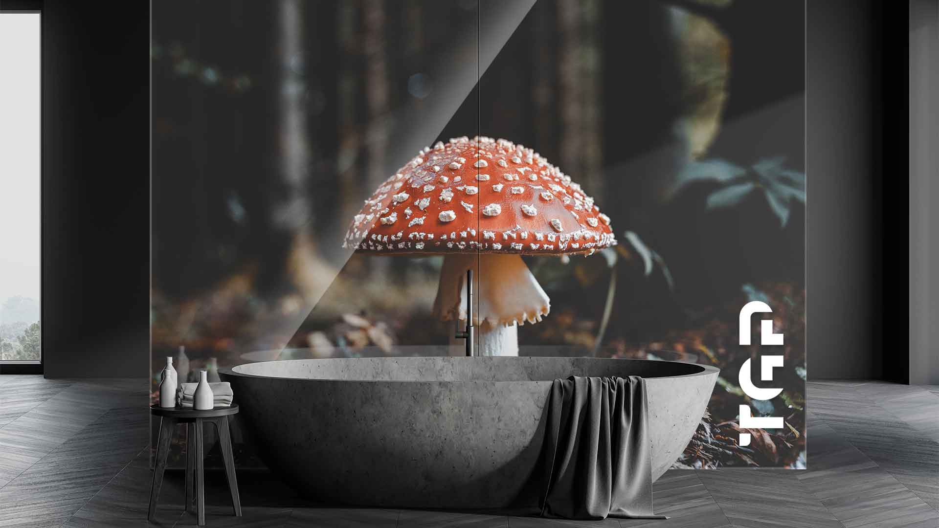 FRT016 placare perete sticla printata baie