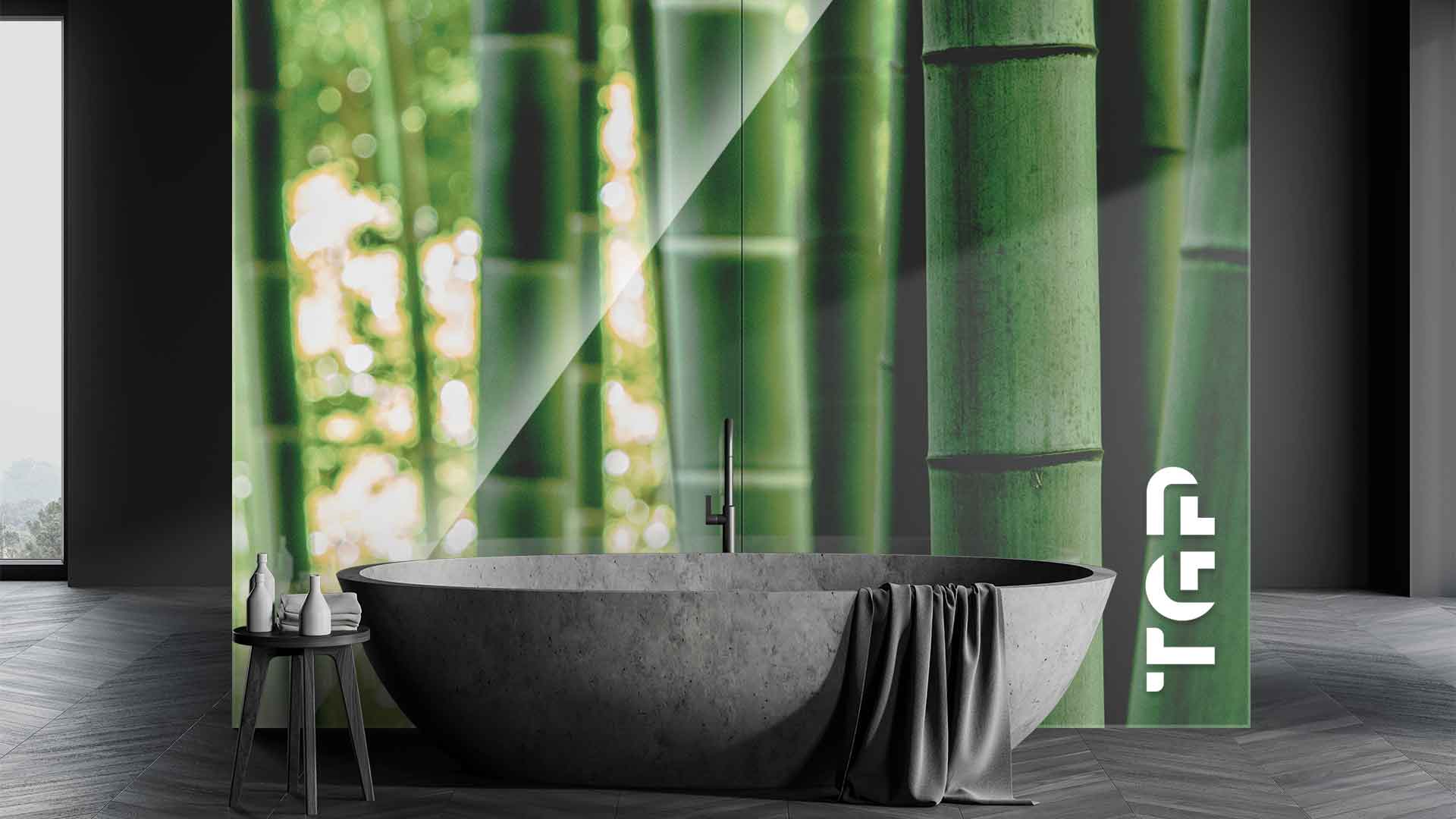 FRT020 placare perete sticla printata baie