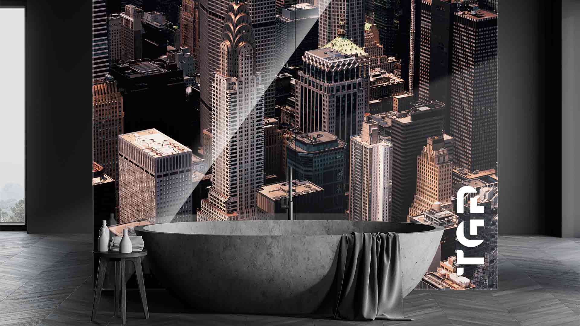 LDM006 placare perete sticla printata baie