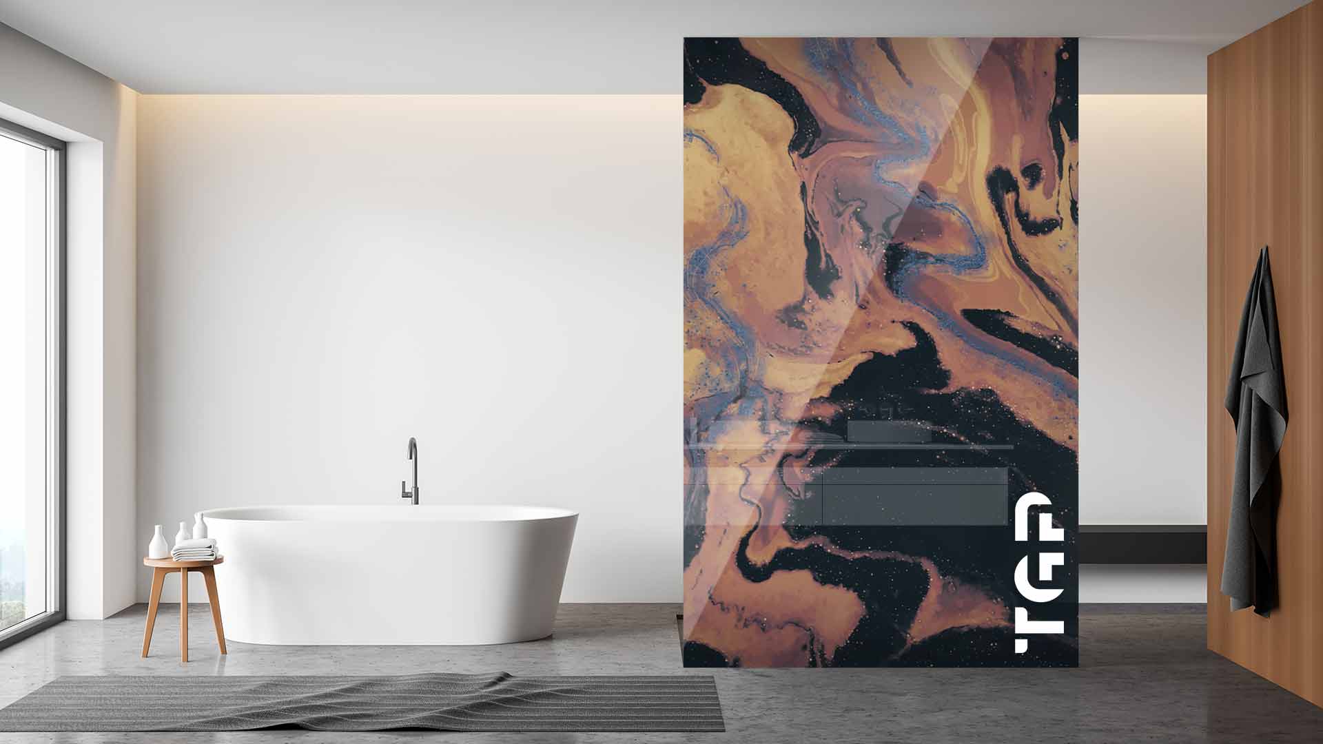 MRB007 Paravan dus din sticlă printată