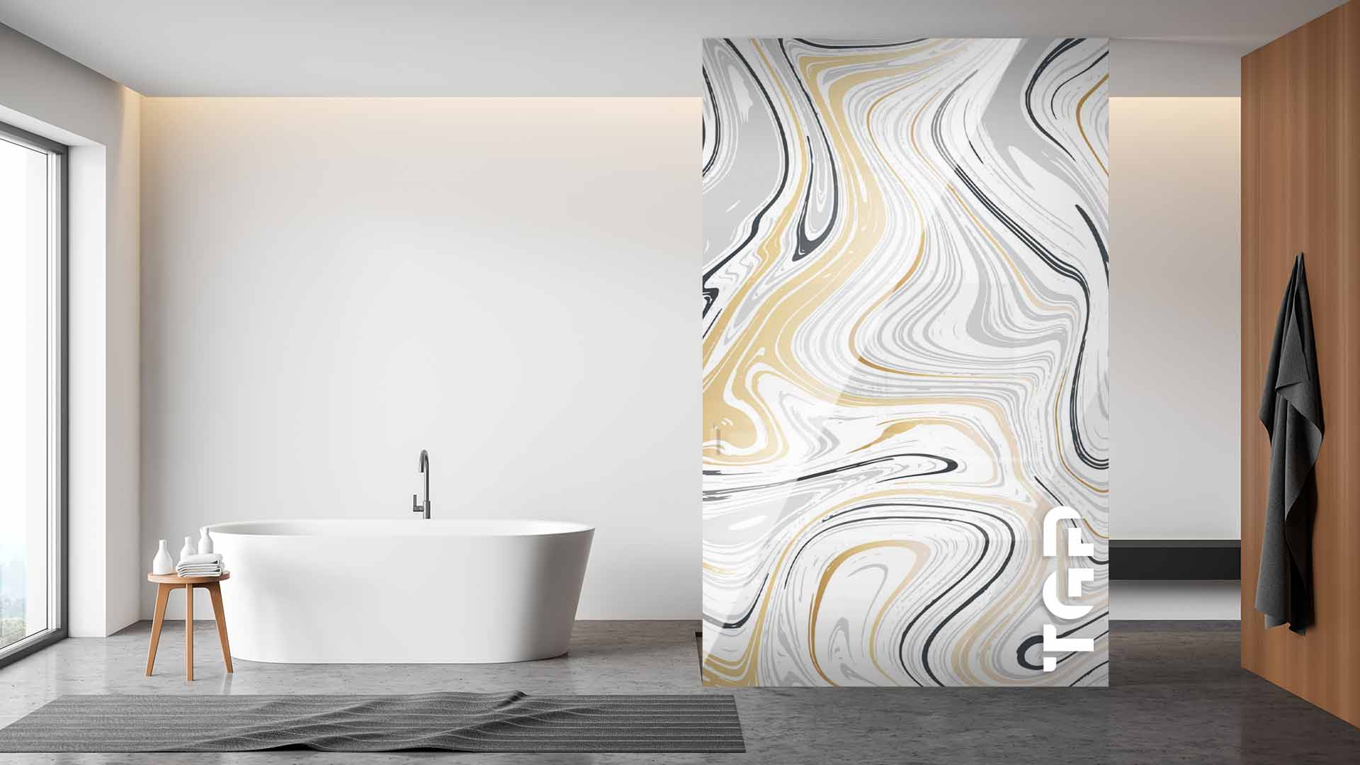 MRB008 Paravan dus din sticlă printată