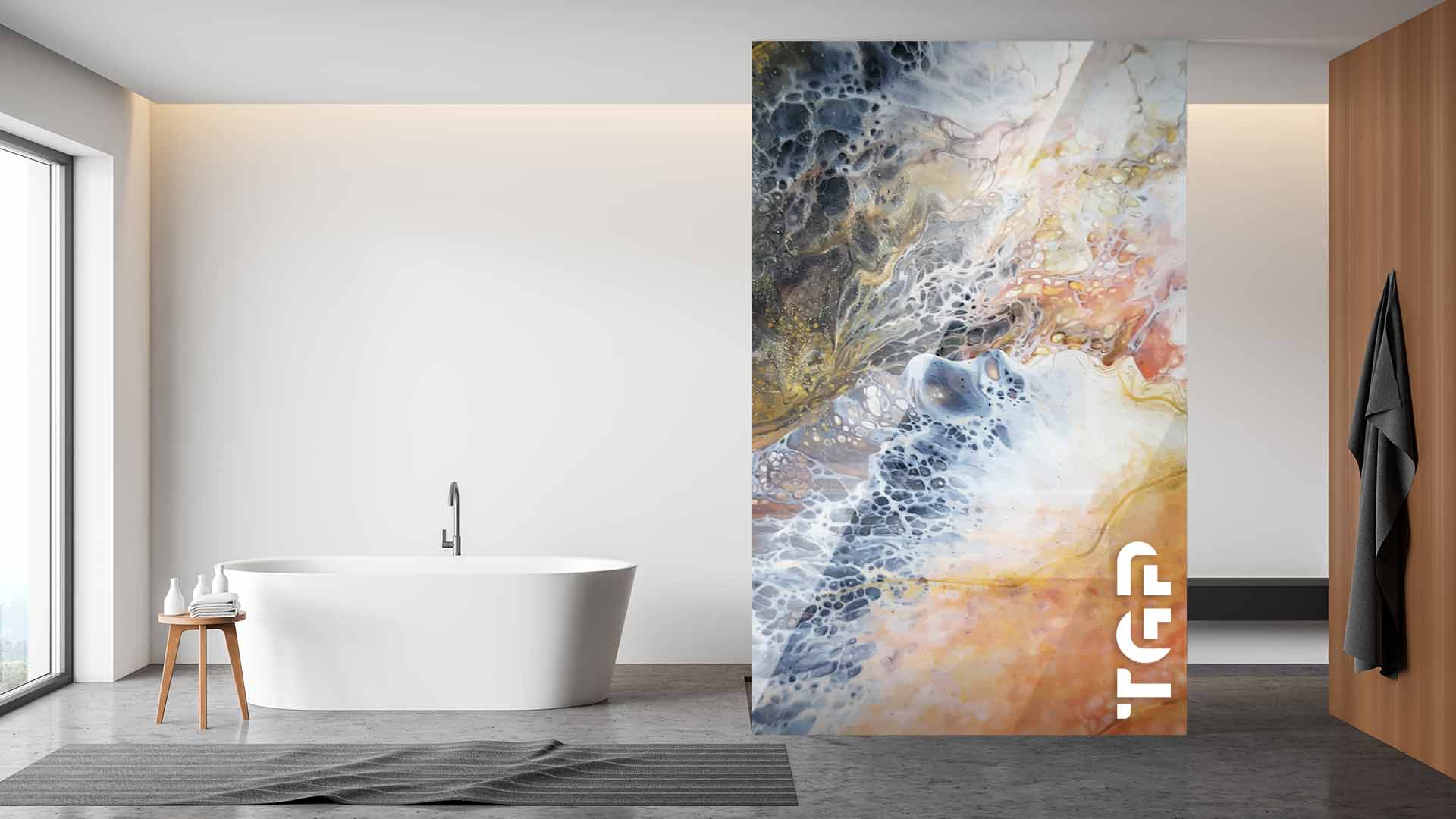 MRB016 Paravan dus din sticlă printată