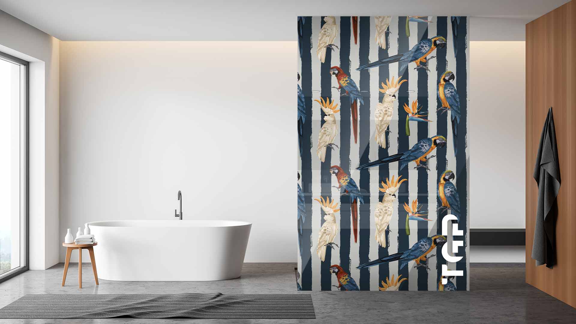 PRM009 Paravan dus din sticlă printată