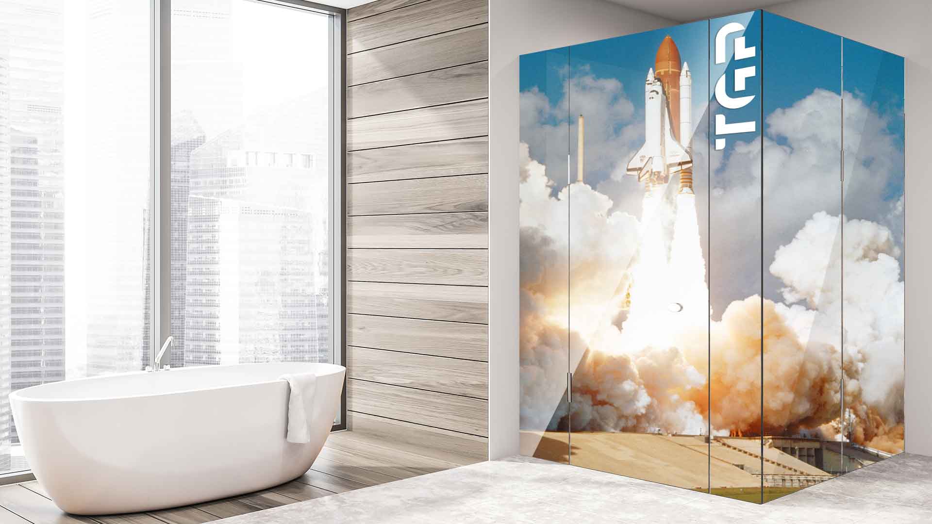 SPC004 cabina dus sticla printata