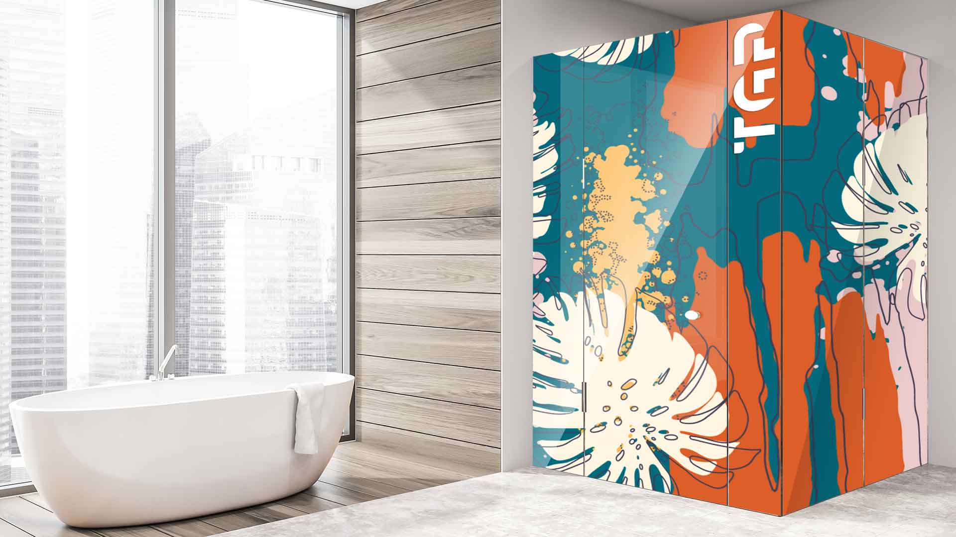 WLP010 cabina dus sticlă printată