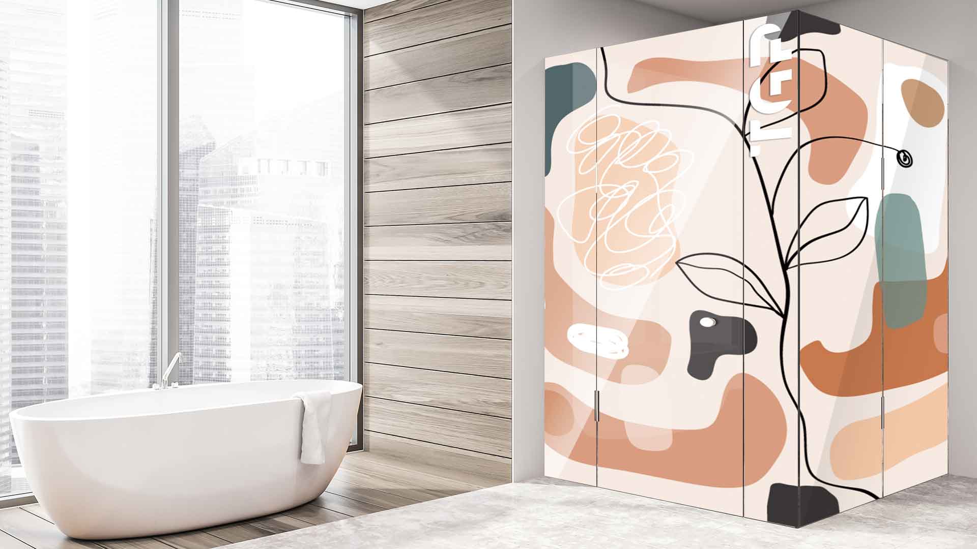 WLP011 cabina dus sticlă printată