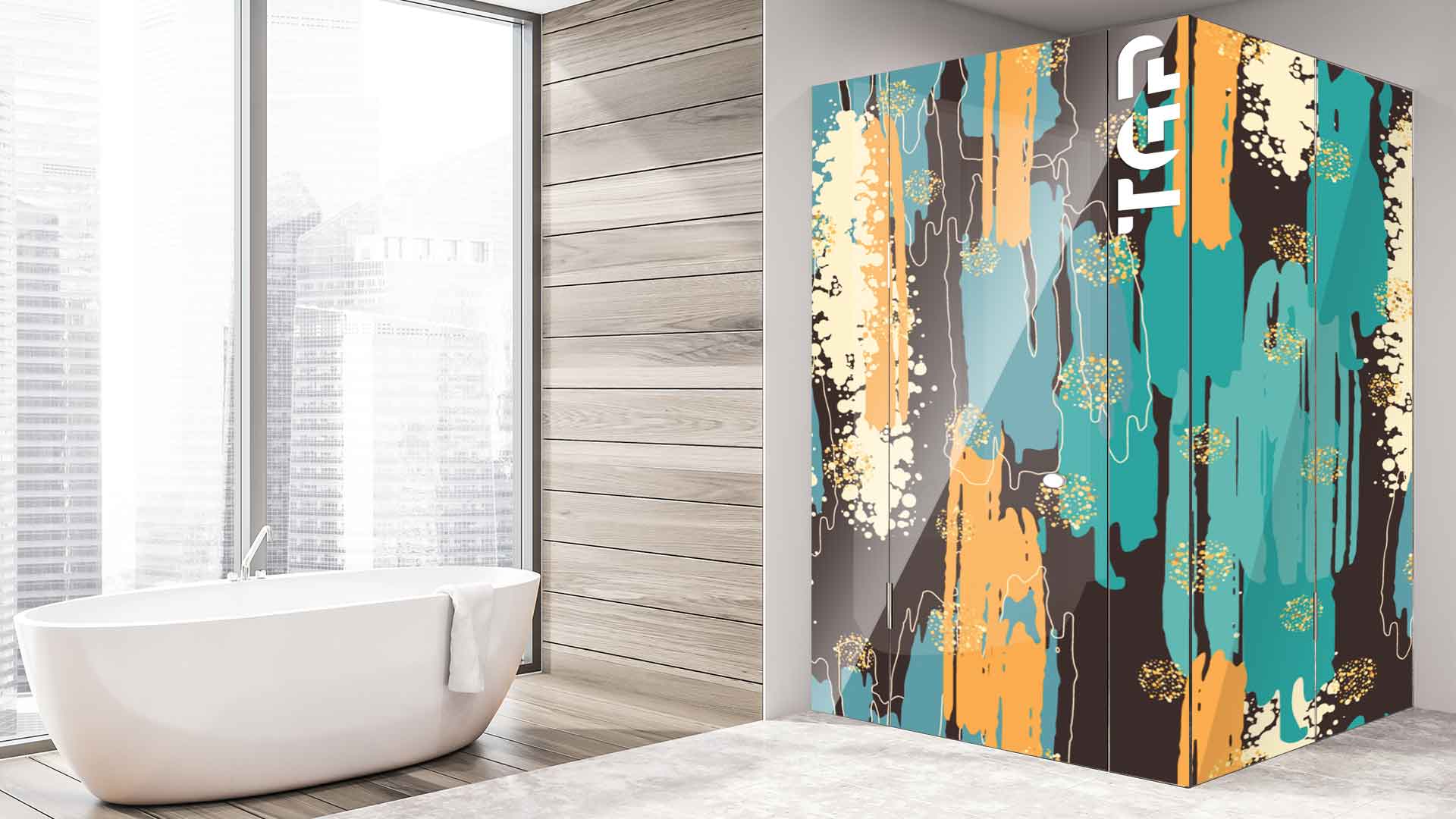 WLP012 cabina dus sticlă printată