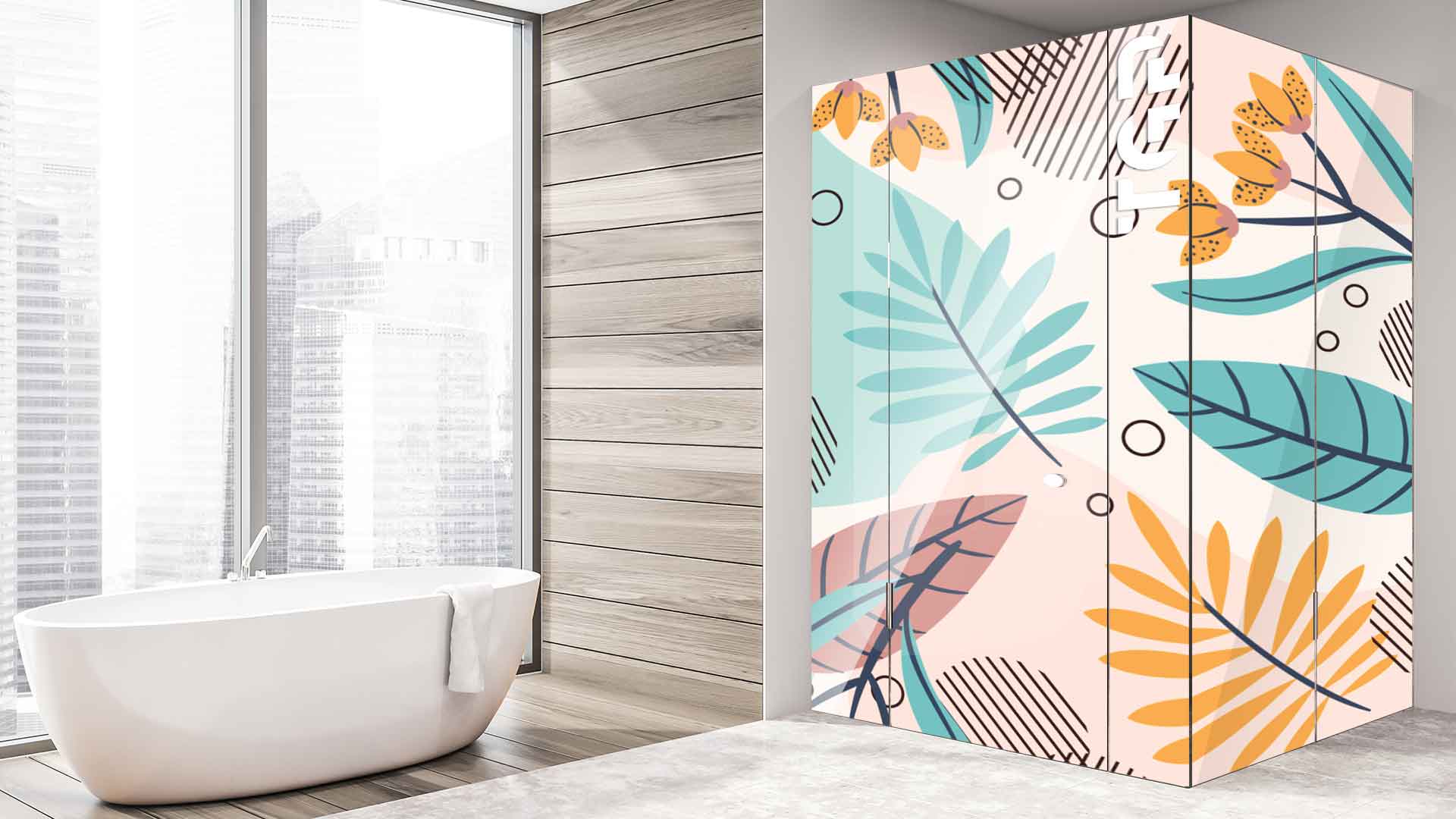 WLP017 cabina dus sticlă printată