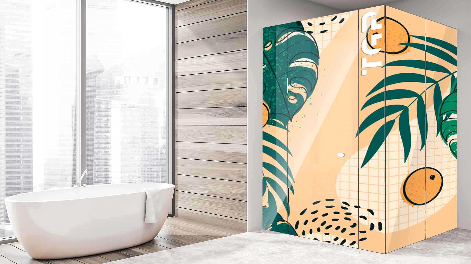 WLP019 cabina dus sticlă printată